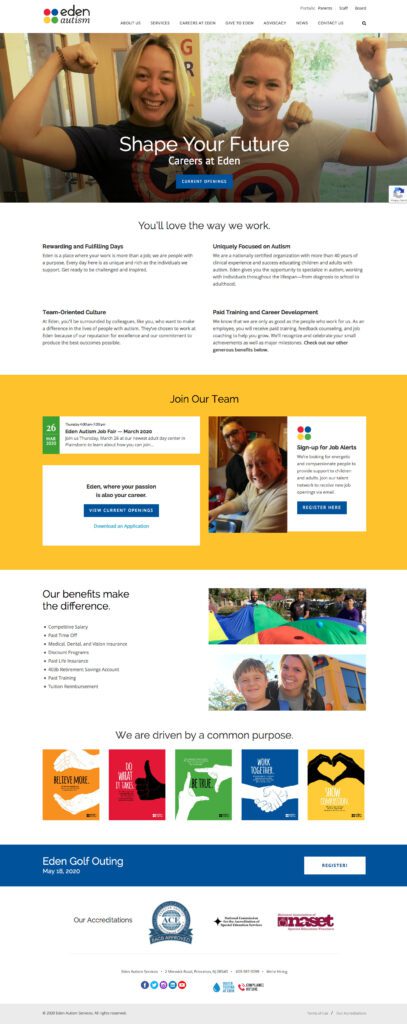 Eden Autism careers page design