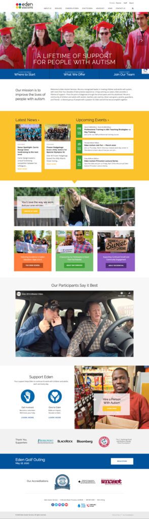Eden Autism web design full layout