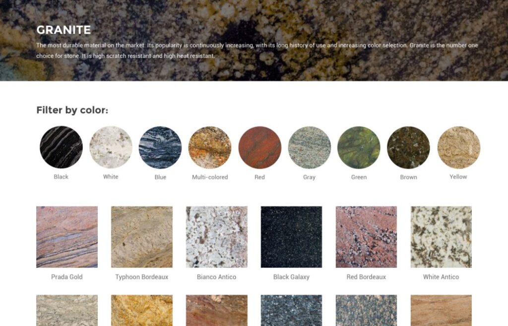 Let's Get Stone Marble and Granite product filter design WooCommerce