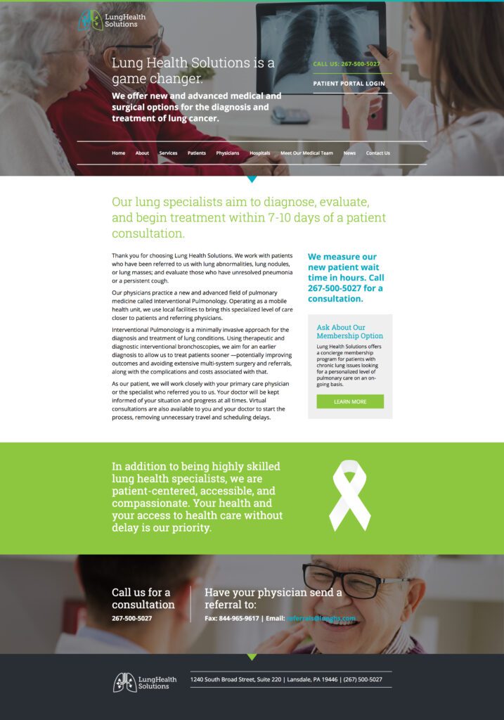 Lung Health Solutions web design full layout
