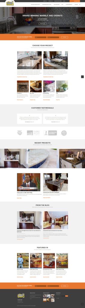 Let’s Get Stone’d Marble and Granite web design full layout